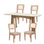 Imagem de Conjunto Mesa de Jantar Retangular Base Ripado com 4 Cadeiras Estofada Encosto Tela Dalla Costa