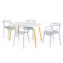 Imagem de Conjunto Mesa de Jantar Retangular Eiffel Branca 120x80cm com 4 Cadeiras Allegra - Cinza