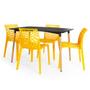 Imagem de Conjunto Mesa de Jantar Retangular Eiffel Preta 120x80cm com 4 Cadeiras Gruvyer - Amarelo