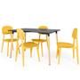 Imagem de Conjunto Mesa de Jantar Retangular Eiffel Preta 120x80cm com 4 Cadeiras Itália - Amarelo