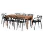 Imagem de Conjunto Mesa de Jantar Retangular em Madeira Maciça 186cm com 8 Cadeiras Allegra - Preto