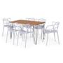 Imagem de Conjunto Mesa de Jantar Retangular Hairpin Natural 130x80cm com 6 Cadeiras Allegra - Cinza