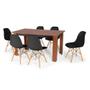 Imagem de Conjunto Mesa de Jantar Retangular Pérola Cherry 150x80cm com 6 Cadeiras Eames Eiffel - Preto