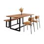 Imagem de Conjunto Mesa de Jantar Rústica e Banco de Madeira Maciça com Cadeiras Mona