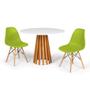 Imagem de Conjunto Mesa de Jantar Talia Amadeirada Branca 100cm com 2 Cadeiras Eames Eiffel - Verde