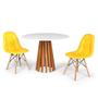 Imagem de Conjunto Mesa de Jantar Talia Amadeirada Branca 100cm com 2 Cadeiras Eiffel Botonê - Amarelo