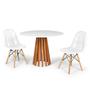Imagem de Conjunto Mesa de Jantar Talia Amadeirada Branca 100cm com 2 Cadeiras Eiffel Botonê - Branco