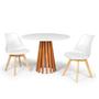 Imagem de Conjunto Mesa de Jantar Talia Amadeirada Branca 100cm com 2 Cadeiras Eiffel Leda - Branco
