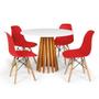 Imagem de Conjunto Mesa de Jantar Talia Amadeirada Branca 100cm com 4 Cadeiras Eames Eiffel - Vermelho