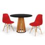 Imagem de Conjunto Mesa de Jantar Talia Amadeirada Preta 100cm com 2 Cadeiras Eames Eiffel - Vermelho