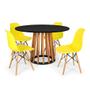 Imagem de Conjunto Mesa de Jantar Talia Amadeirada Preta 120cm com 4 Cadeiras Eames Eiffel - Amarelo