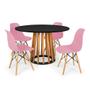 Imagem de Conjunto Mesa de Jantar Talia Amadeirada Preta 120cm com 4 Cadeiras Eames Eiffel - Rosa
