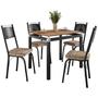 Imagem de Conjunto Mesa de Jantar Tubular com 4 Cadeiras Malva Tampo BP 91x68cm 151 Preto Fosco Assento Rattan - Combo Stock