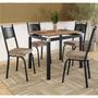 Imagem de Conjunto Mesa de Jantar Tubular com 4 Cadeiras Malva Tampo BP 91x68cm 151 Preto Fosco Assento Rattan - Combo Stock