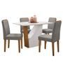 Imagem de Conjunto Mesa de Jantar Veneza 1,20m Tampo de Madeira com Vidro Colado com 4 Cadeiras Ana Cor Ypê Off White WD25 New Ceval