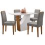 Imagem de Conjunto Mesa de Jantar Veneza 1,20m Tampo de Madeira com Vidro Colado com 4 Cadeiras Ana Ypê Off White WD25 New Ceval