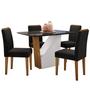 Imagem de Conjunto Mesa de Jantar Veneza 1,20m Tampo de Madeira com Vidro Colado com 4 Cadeiras Ana Ypê/Preto/Ja03 - New Ceval