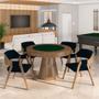 Imagem de Conjunto Mesa de Jogos Carteado Bellagio Tampo Reversível e 4 Cadeiras Madeira Poker Base Cone Veludo Azul Marinho/Nogueira G42 - Gran Belo