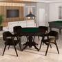 Imagem de Conjunto Mesa de Jogos Carteado Bellagio Tampo Reversível e 4 Cadeiras Madeira Poker Base Estrela Veludo Marrom/Tabaco G42 - Gran Belo