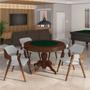 Imagem de Conjunto Mesa de Jogos Carteado Bellagio Tampo Reversível Verde e 4 Cadeiras Madeira Poker Base Estrela Linho Cinza/Imbuia G42 - Gran Belo
