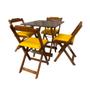 Imagem de Conjunto Mesa Dobrável 70x70 cm C/4 Cadeiras Imbuia com Estofado Amarelo