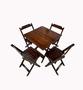 Imagem de Conjunto Mesa Dobrável 70x70 Com 4 Cadeiras Em Madeira Maciça - Marrom Imbuia
