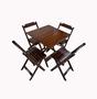 Imagem de Conjunto Mesa Dobrável 70x70 Com 4 Cadeiras Em Madeira Maciça - Marrom Imbuia