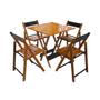 Imagem de Conjunto Mesa Dobravel 70x70 em Madeira Robusta com 4 Cadeiras Black - Castanho 