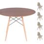 Imagem de Conjunto Mesa Eames Eiffel DSW Redonda Imbuia 120cm + 4 Cadeiras Eames DSW - Fendi