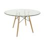 Imagem de Conjunto Mesa Eames Eiffel Redonda Vidro 120cm + 4 Cadeiras Eames DSW Botonê - Amarela