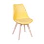Imagem de Conjunto Mesa Eames Eiffel Redonda Vidro 120cm + 4 Cadeiras Saarinen Wood - Amarela