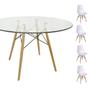 Imagem de Conjunto Mesa Eames Eiffel Redonda Vidro 90cm + 4 Cadeiras Eames DSW - Branca