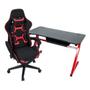 Imagem de Conjunto Mesa Gamer Pelegrin PEL-003P Preta e Vermelha e Cadeira Gamer Pelegrin PEL-3018 Vermelha