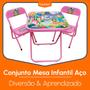 Imagem de Conjunto Mesa Infantil 2 Cadeira até 40 kg Mesinha Rosa Azul Branco Preto Estampa Zoo ou Circo