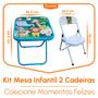 Imagem de Conjunto Mesa Infantil 2 Cadeira até 40 kg Mesinha Rosa Azul Branco Preto Estampa Zoo ou Circo