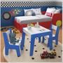 Imagem de Conjunto Mesa Infantil 2 Cadeiras MDF Diana Branco Azul Ofertamo