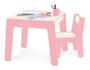 Imagem de Conjunto Mesa Infantil Em Madeira Com Cadeira Rosa Mesinha Didatica - Junges