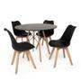 Imagem de Conjunto Mesa Jantar 90Cm Eiffel Preto Com 04 Cadeiras Leda