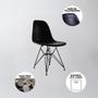 Imagem de Conjunto Mesa Jantar Eames Eiffel 90cm Redonda Vidro com 4 Cadeiras Pretas Base Ferro Preto