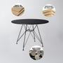 Imagem de Conjunto Mesa Jantar Eames Redonda Preta 90cm com 4 Cadeira Brancas Base Ferro Preto