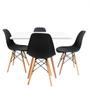 Imagem de Conjunto Mesa Jantar Quadrada Eiffel 80cm Branca Mdf + 4 Cadeiras Charles Eames Pretas