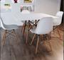 Imagem de Conjunto Mesa Jantar Quadrada  Moderna  Eiffel 80cm Branco Mdf  4 cadeiras Charles Eames