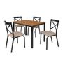Imagem de Conjunto mesa jogo sala jantar ciplafe karina flex 4 cadeiras preto fosco tampo bp amendoa 1,10m assento linho bege