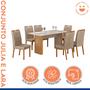 Imagem de Conjunto Mesa Julia com Vidro com 6 Cadeiras Madeira Maciça Lara