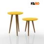 Imagem de Conjunto Mesa Lateral e Apoio Redonda com Pés Palito de Madeira Lírio Via Nossa