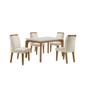 Imagem de Conjunto Mesa Liz 120cm Com Vidro 4 Cadeiras Creme