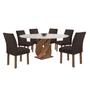 Imagem de Conjunto Mesa Luna 120cm com 6 Cadeiras Canela Tampo Redondo Plus com Vidro