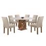 Imagem de Conjunto Mesa Luna 120cm com 6 Cadeiras Canela Tampo Redondo Plus com Vidro Chocolate/Off White/Bege