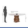 Imagem de Conjunto Mesa Luna 120cm com 6 Cadeiras Canela Tampo Redondo Plus com Vidro Chocolate/Off White/Bege