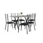 Imagem de Conjunto Mesa Miami 150cm Granito 6 Cadeiras Santiago Assento material sintético